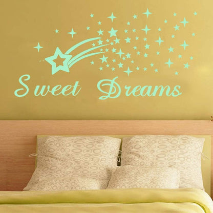 121Pcs Glow in The Dark Ceiling Wall Stickers Stars and Words - Sweet Dreams - Glowing Wall Decor for Kids Nursery Bedroom Living Room