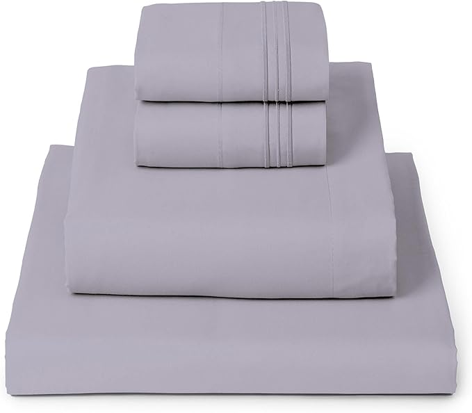 Mellanni Twin Sheet Set - 4-Piece Iconic Collection Bedding, (Including 2 Pillowcases), 16-Inch Deep Pocket, Easy Care, Extra Soft, Cooling Sheets, Brushed Microfiber - Lavender