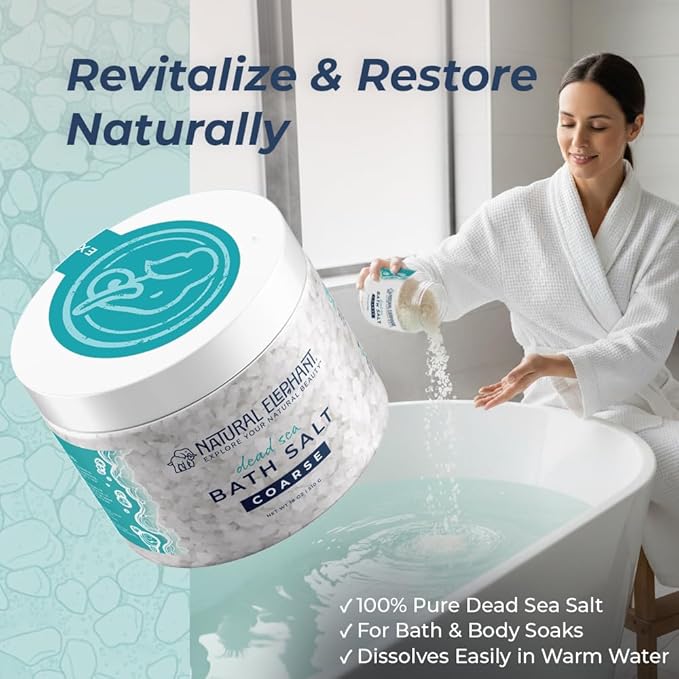Dead Sea Salt Fine Grain Bath Soak 21 oz – Natural Mineral Body Soak
