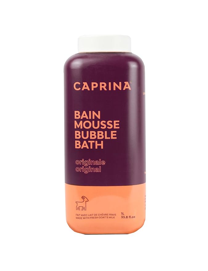 Caprina Fresh Goat’s Milk Bubble Bath, 1L, Hydrating Relaxing Foam Bath, Moisturizing and Gentle on Skin, Made in Canada (Original)