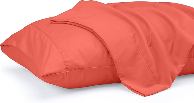 Pillow Covers by Utopia Bedding - Queen Size 2-Pack – Soft Brushed Microfiber – Perfect for Hospitals, Hotels, Guest Rooms – Oeko-TEX Certified, 20x30 Inches (Coral)
