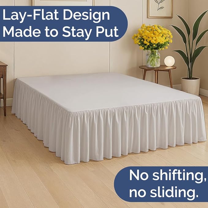 Bedskirt Full Size Ruffle - 18 inch Drop Dust Ruffle Bed Skirt with Platform - Soft, Easy Fit, Premium Hotel Quality - Wrinkle, Fade & Shrink Resistant - for Women, Men, Kids and Teens - Light Grey