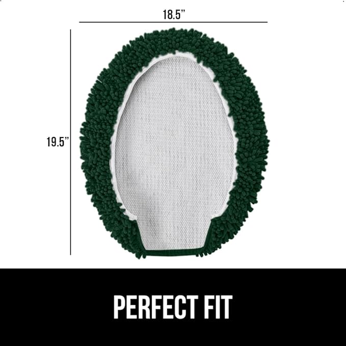 GORILLA GRIP Soft Chenille Bathroom Toilet Lid Cover, Machine Washable Seat Covers, 19.5x18.5, Stays in Place Rubber Backing, Fits Most Round, Elongated and Oblong Lids, Accessories Decor, Hunter