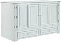 Emurphybed Paradiseo Murphy Cabinet Chest Bed with Charging Station 6 Inch, Queen (White)