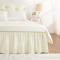 RIMELA Off White Bed Skirt King Size 15 Inch Drop, Elastic Bed Skirting for Bed Base and Frame, Bedding Dust Ruffle Easy to Install, Lightweight Wrap Around Adjustable Bedskirt