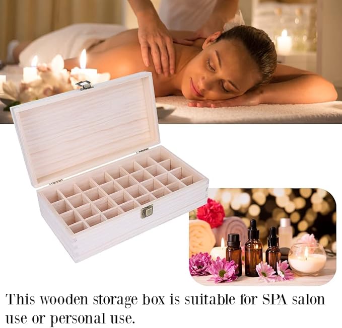 Essential Oil Storage Box Wooden Essential Oils Display Organizer 32 Slots Stand Holder for 5 to 15 ml Bottles Nail Polish Collectionl Bottles Nail Polish Collection.