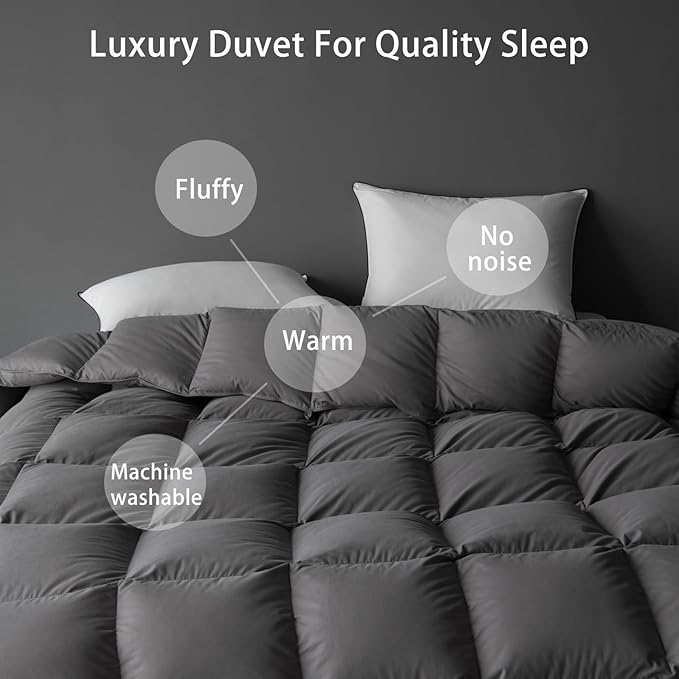 Luxury Down Fiber Comforter Twin/Twin XL Size - Medium Weight Duvet Insert for All Seasons - Ultra-Soft Hotel Collection Comforters, 40 Oz Fluffy Duvet ，Gray (68x90)