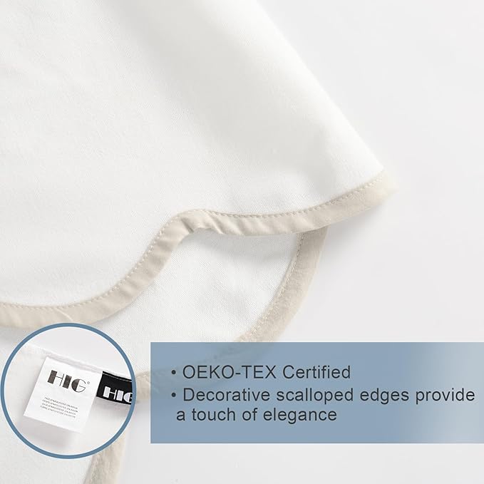 HIG Off White Chic King Bed Skirt - Easy Fit Scallop Edge Pleated Bedskirts, 14 Inch Drop Anti-Slip Dust Ruffle, Thick Fabric for Enhanced Privacy, Pre-Washed for Long-Lasting Use(N60022)