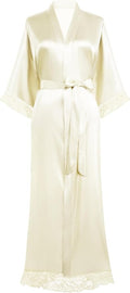BABEYOND Satin Kimono Robe Silky Long Bridesmaid Wedding Lightweight Bath Robe with Lace Trim