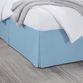 King Bed Skirt, Luxury 15 Inch Drop Light Blue Pleated Bed Skirt, Double Brushed Microfiber, Box Pleat Design, Wrinkle & Fade Resistant, Easy Fit Tailored Bedskirt for King Size Beds