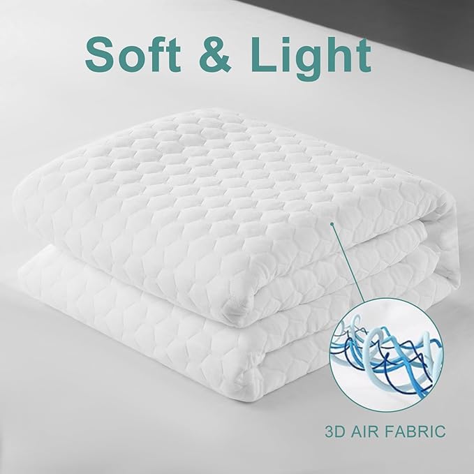 Premium 100% Waterproof Mattress Protector,Cooling Twin Mattress Pad Cover for College Dorm Breathable 4D Air Fabric,8-21" Extra Deep Pocket,Noiseless Vinyl-Free Washable (Beehive,Twin 39"x75")