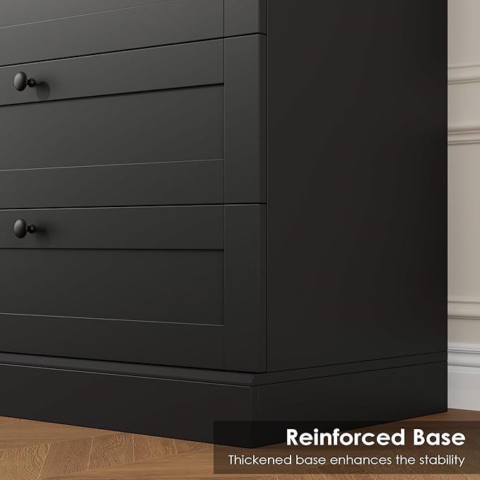 HOSTACK 6 Drawer Dresser for Bedroom, 52" Tall Dresser & Chest of Drawers, 29" W Wood Drawer Chest, Modern Vertical Storage Cabinet for Living Room, Entryway, Hallway, Black