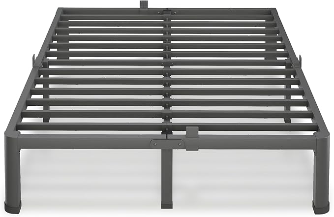 7 Inch King Size Bed Frame, 3500Lbs Heavy Duty Metal Platform with Round Corner Legs Mattress Slide Stopper, Steel Slat Support No Box Spring Needed, Noise Free, Non-Slip, Easy Assembly