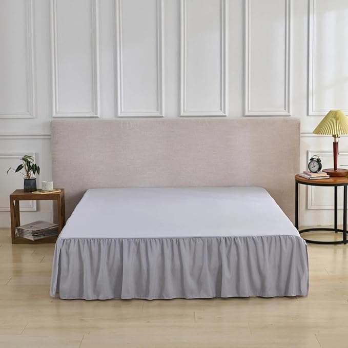 Bed Skirt Queen Size Ruffled Bed Skirt with Split Corners, Queen Bed Skirts 14 Inch Drop with Platform, 14'' Queen, Silver Gray