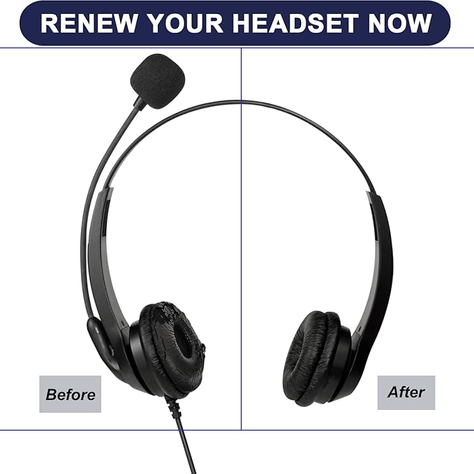 Ear Cushions for Plantronics Headset Replacement Ear Pads Compatible with Plantronics HW251N HW261N HW510 HW520 Blackwire C320 3210 3220 3320 Jabra Biz 1500 GN2000 PRO 920 9450 Headphones (4 Pack)