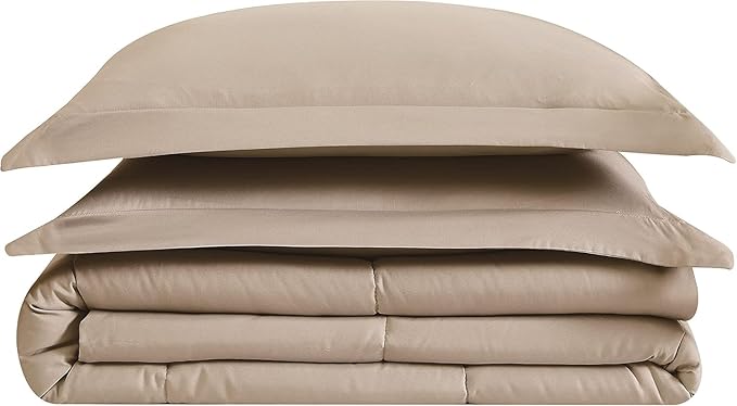 London Fog Garment Washed Solid Comforter Set Khaki Microfiber 2-Piece Twin XL Comforter Set, Solid Themed, Adult and Teen, Oeko-TEX Certified