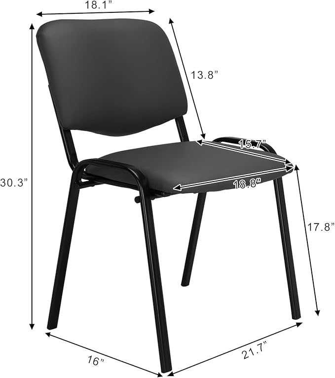 VINGLI Grey Waiting Room Chairs, 5-Pack PU Church Chairs Conference Stackable Office Guest & Reception Stacking for Meeting, Lobby, Simple&Space-Saving Pu-grey