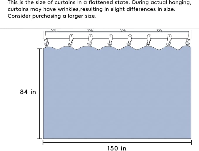Room Divider Curtains Total Blackout Privacy Curtain Panel Room Thermal Insulated Noise Reduction Curtains for Bedroom Window Living Room Ceiling Track Curtain W 12.5 ft × H 7 ft White