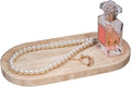 Marble Vanity Tray for Bathroom Counter, 10"x5" Travertine Decorative Tray for Perfume, Candles, Stone Jewelry Dish Tray (Travertine Beige, 9.8X4.7)