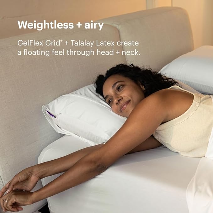 Purple Harmony Pillow - King Low, Greatest Pillow Ever Invented, 360º Hex Grid & Talalay Latex Core - No Pressure Support, Stays Cool, Luxurious Comfort