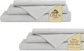 Linen Home 100% Cotton Percale Sheet Set Pack of 2, Queen Size, Silver, Deep Pocket, 8 Pieces Set - 2 Flat, 2 Deep Pocket Fitted Sheet and 4 Pillowcases, Crisp Cool and Strong Bed Linen