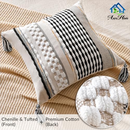 AmHoo Chenille Striped Textured Boho Throw Pillow Covers Aesthetic - Image 2