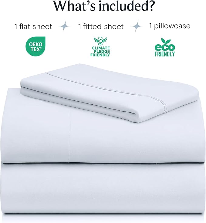 LuxClub 3 PC Twin XL Sheet Set, Deep Pockets Wrinkle Free Cooling Bed Sheets Hotel Bedding for Women, Men, Kids & Teens, Includes 1 Fitted Sheet, 1 Flat Sheet and 1 Pillowcase-Silky Soft Baby Blue