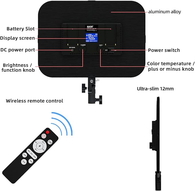 LED Video Light Panel Photography Lighting, 45W LED Studio Light for Phtography, Video Lighting Kit with 70.8" Tripod, Bi-Color 3200K–7500K, 8 Scene Lighting Effects (2 Pack)