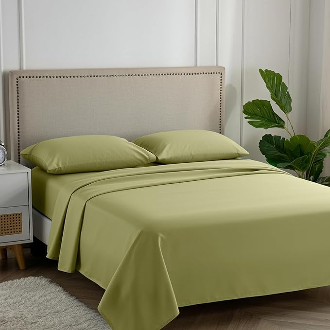 Carressa Linen California King Egyptian Cotton Sheet Sets - 600 Thread Count Cal King Cotton Sheet Set (4 PC, Herb Garden), Extra Soft, Cooling, 16" Deep Pocket Sateen Weave Luxury Hotel Bed Sheets