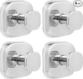 No-Drill Reusable Suction Cup Hooks, Towel, Robe, Loofah, Coat Hook for Glass, Mirror, Tile, Shower, Bathroom, Kitchen & Metal (Smooth, Non-Porous Surfaces) (4, Chrome Polished)