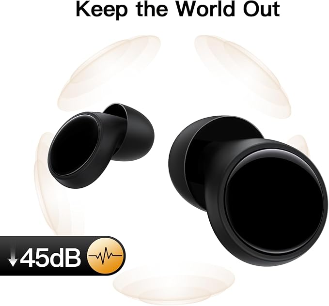 Ear Plugs for Sleeping 45dB Reusable Noise Cancelling Ear Plugs for Snoring, Concerts, Travel, Focus, Noise Reduction Earplugs with 8 Comfort-Fit Tips High-Fidelity Hearing Protection Ear Plug Black