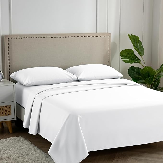 Carressa Linen California King Egyptian Cotton Sheet Sets - 600 Thread Count Cal King Cotton Sheet Set (4 PC, Crisp White) Extra Soft, Cooling, 16" Deep Pocket Sateen Weave Luxury Hotel Bed Sheets