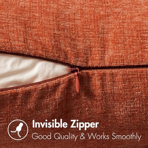 MIULEE Soft Chenille Fall Throw Pillow Covers Rust 18x18 Inch Pack of 2 - Image 5