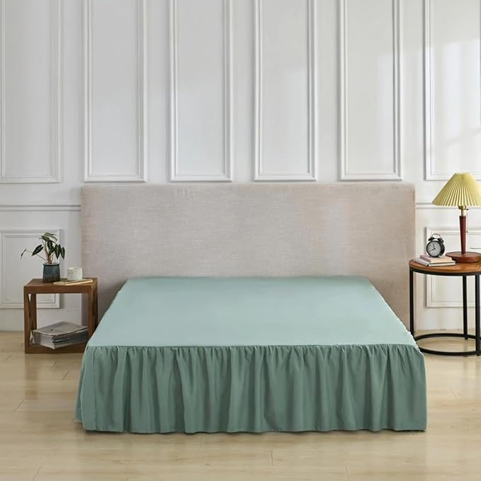 Bed Skirt Full Size Ruffled Bed Skirt with Split Corners, Full Bed Skirts 16 Inch Drop with Platform, 16'' Full, Sage Green