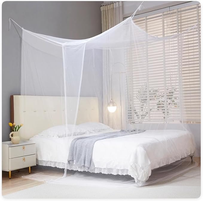 Mengersi Mosquito Net for Bed Canopy,One Side Opening Canopy Netting Bed Drapes for Camping Home Outdoor Travel Dormitory,Queen