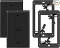 VCE Black Ethernet Wall Plate (UL-Listed), 1-Port CAT6 Wall Plate and Jack, RJ45 Keystone Wall Outlet with Single Gang Low Voltage Mounting Bracket, 2-Pack