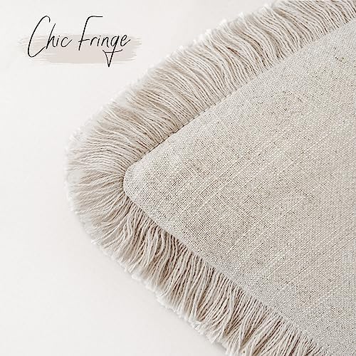 Foindtower Decorative Linen Fringe Throw Pillow Covers 24×24 Inch - Image 3