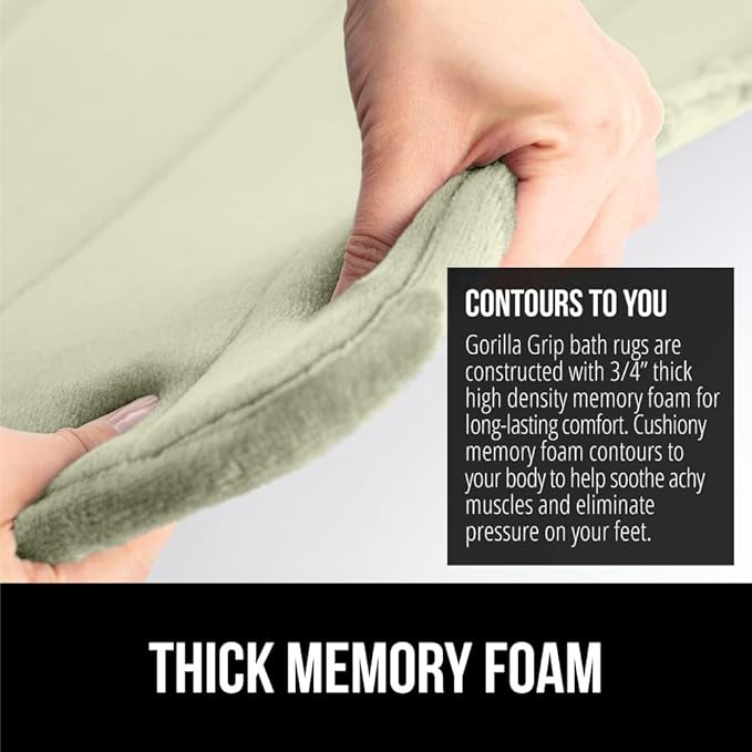GORILLA GRIP Memory Foam Bath Mat, Soft Absorbent US Designed Bathroom Rug, Gripping Dots Machine Washable Bathmat, Cushioned Floor Mats, Shower Sink Rugs Room Décor Accessories, 30x20 Sage