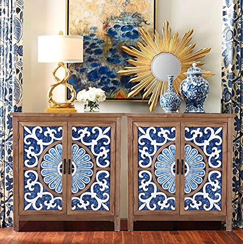 PHI VILLA Blue Accent Cabinet with Doors, Small Buffet Sideboard for Living Room Entryway Cabinet