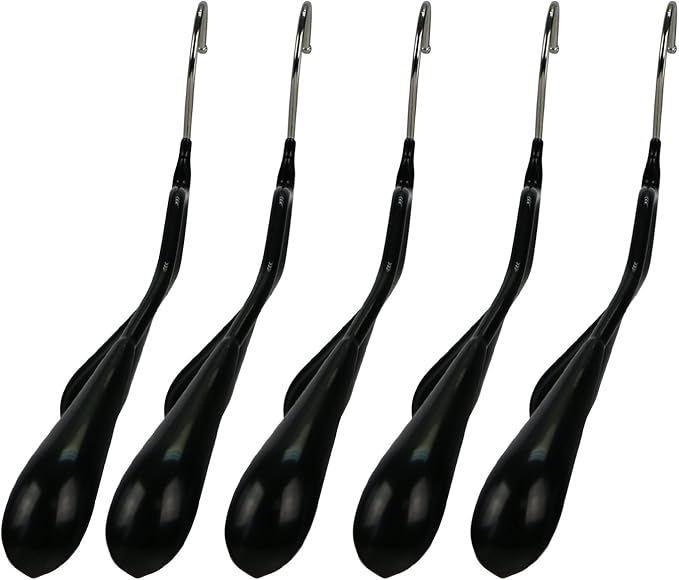 Mawa by Reston Lloyd BodyForm Series Non-Slip Space-Saving Clothes Hanger For Jackets, Suits & Coats, 16-1/2", Style 42/L, Set of 5, Black