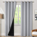 BGment Thermal Insulated 100% Blackout Curtains for Bedroom with Black Liner, Double Layer Full Room Darkening Noise Reducing Grommet Curtain (46 x 90 Inch, Light Grey, 2 Panels)