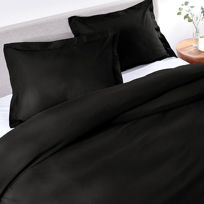 PeachSkinSheets 1500tc Level of Softness Soft Cooling Duvet Cover Set | Queen/Full Size - Midnight Black