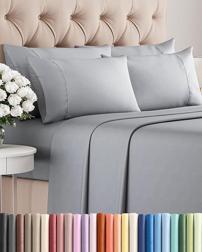 King 6 Piece Sheet Set - Cooling & Breathable Bed Sheets - Hotel Luxury Bed Sheets for Women, Men, Kids & Teens - Bedding with Deep Pockets & Easy Fit - Soft and Wrinkle Free - King Steel Blue Sheets