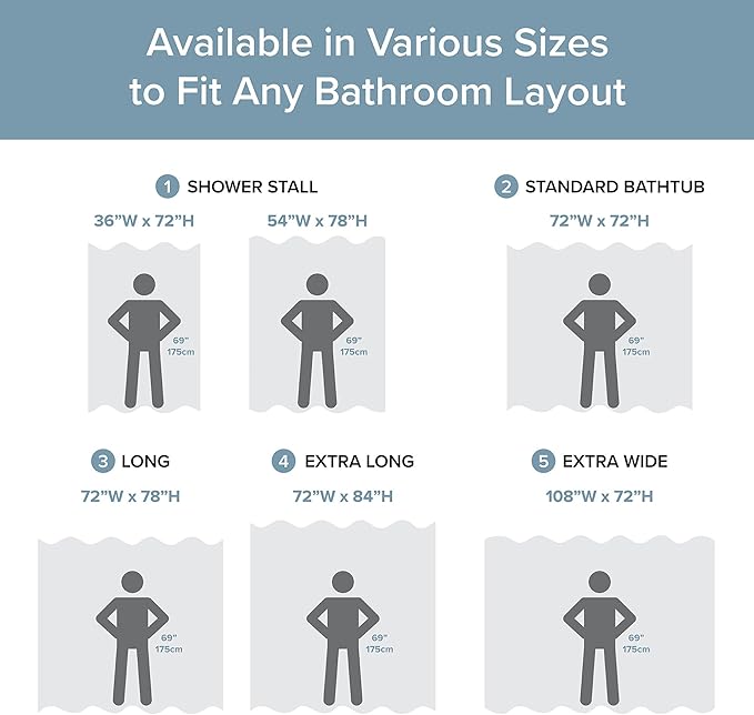 Madison Park Shower Curtain Waffle Weave Striped Pieced Design Fabric Shower Curtain Extra Long Premium Spa Quality Modern Shower Curtains for Bathroom Tall 72"x84" Blue