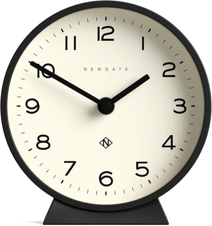 NEWGATE® M Mantel Echo Desk Clock | Modern Round Design | Black | Easy to Read Numbers | Contemporary Style for Desk, Table, Shelf or Bedside