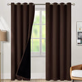 BGment Thermal Insulated 100% Blackout Curtains for Bedroom with Black Liner, Double Layer Full Room Darkening Noise Reducing Grommet Curtain (52 x 90 Inch, Brown, 2 Panels)