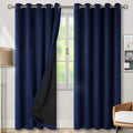 BGment Thermal Insulated 100% Blackout Curtains for Bedroom with Black Liner, Double Layer Full Room Darkening Noise Reducing Grommet Curtain (60 x 84 Inch, Navy Blue, 2 Panels)