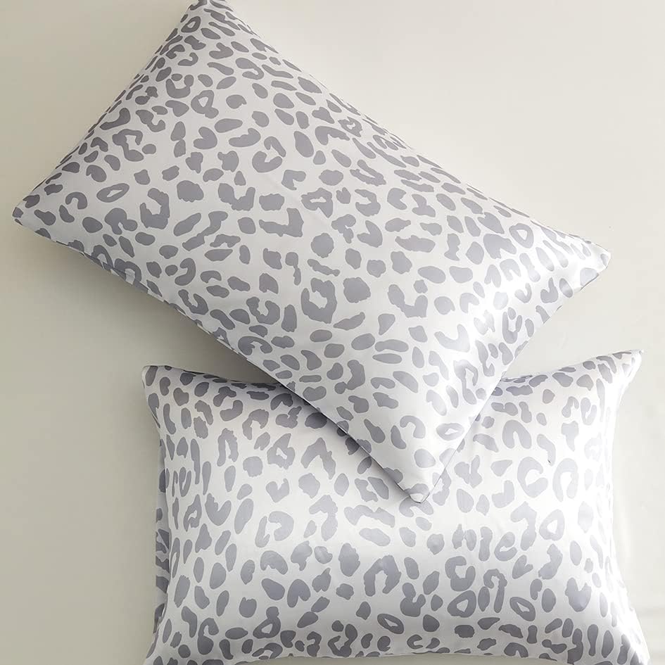 Grey Leopard Printed Pillow Cases, Standard Cheetah Satin Pillowcase - Image 7