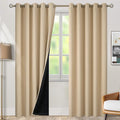 BGment Thermal Insulated 100% Blackout Curtains for Bedroom with Black Liner, Double Layer Full Room Darkening Noise Reducing Grommet Curtain (60 x 84 Inch, Beige, 2 Panels)