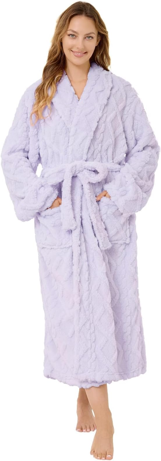 MIZZEO Microfiber Robes for Women, Cozy Soft Warm Plush Women Robe Plush Long Bathrobe